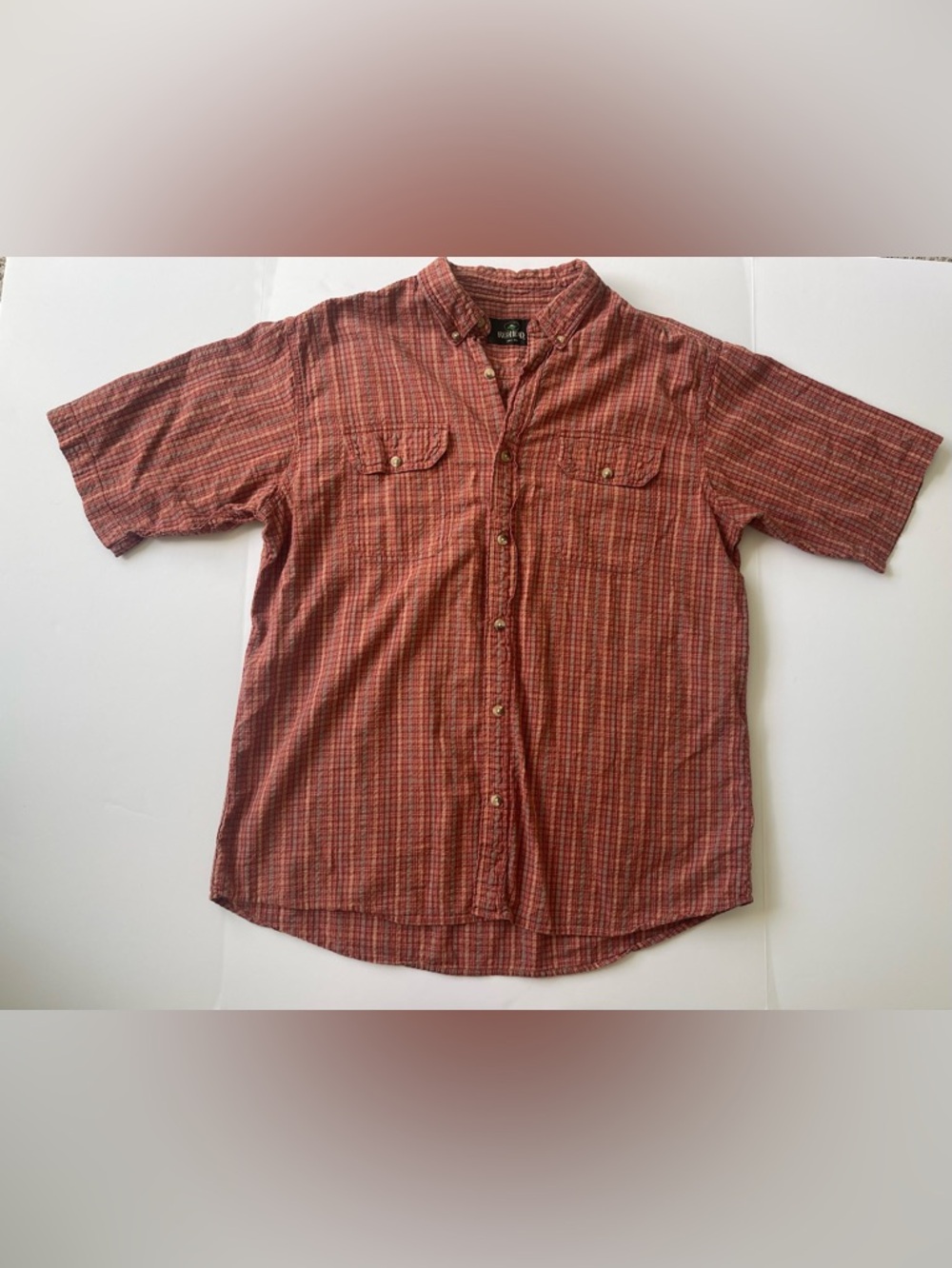 Redhead Men's Red Checkered Short Sleeve Button Down Cotton Shirt Size XL